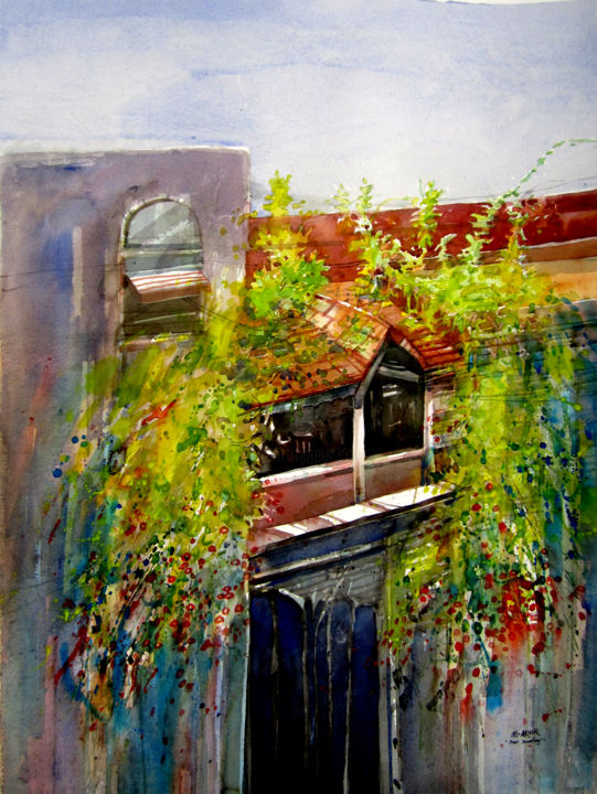 Painting titled "old-house.jpg" by Al-Akhir Sarker, Original Artwork, Watercolor