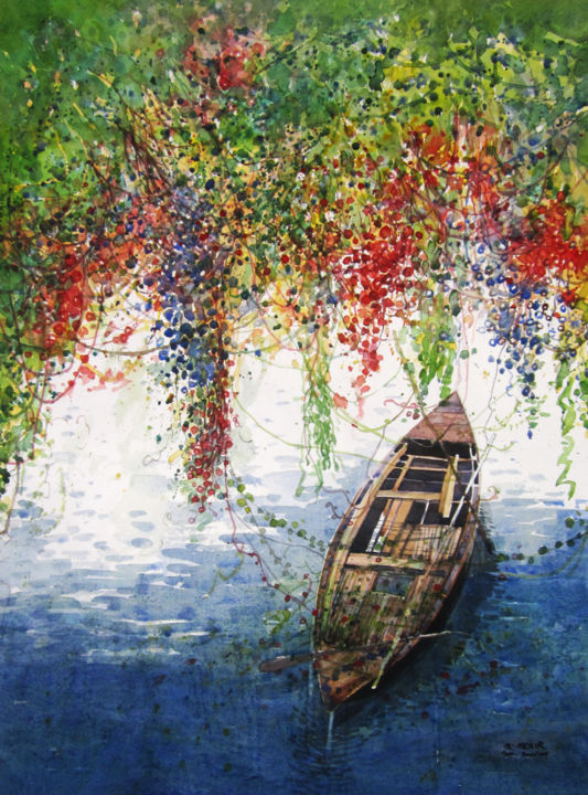 Painting titled "hijol-bone.jpg" by Al-Akhir Sarker, Original Art, Watercolor