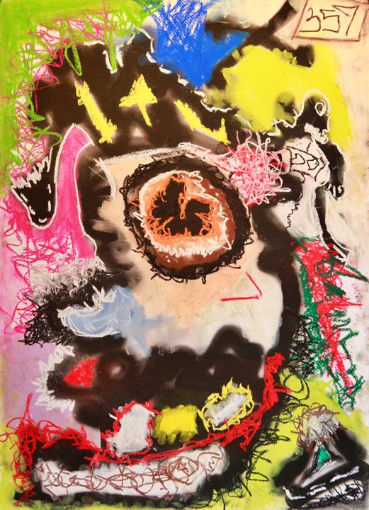 Drawing titled ""Seemingly happy"" by Alexander Bijev, Original Artwork, Pastel