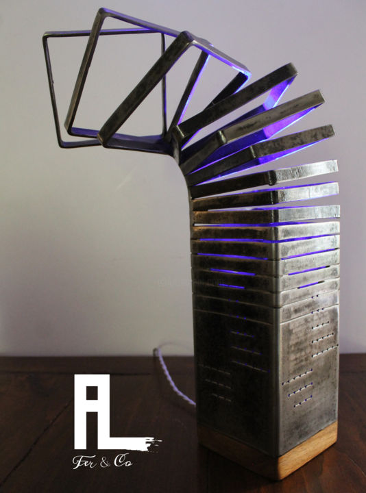 Design intitulée "Cube" par Al Fer, Œuvre d'art originale, Luminaire