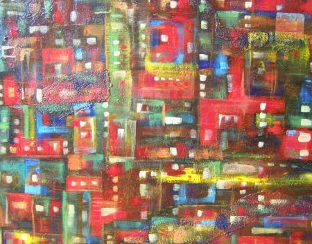 Painting titled "City Lights" by Annie Laforge, Original Artwork