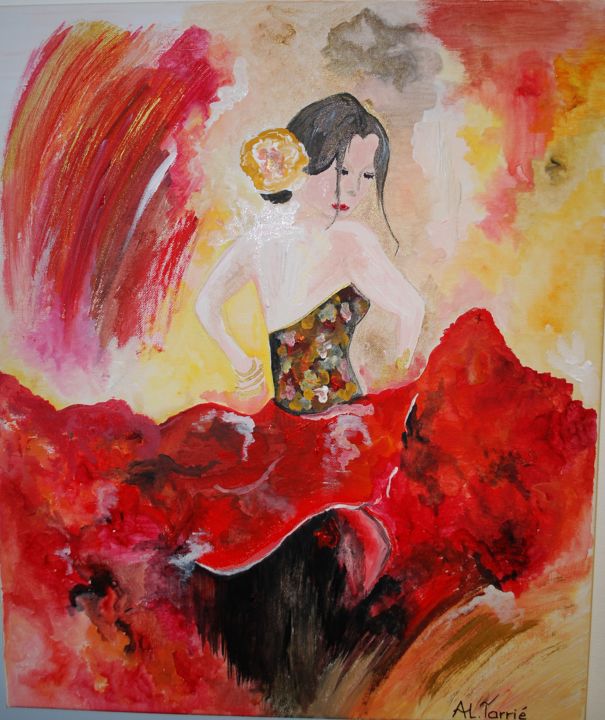 Peinture intitulée "L'IMPETUEUSE FLAMEN…" par Criquetou, Œuvre d'art originale, Acrylique