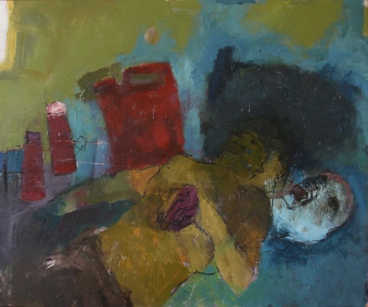 Painting titled "Field hospital" by Alaa Hamameh, Original Artwork, Oil