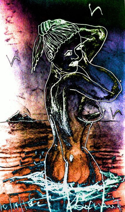 Disegno intitolato "img-20170102  Bagno…" da Mateci-Antonio Lucio Rudy Lacquaniti, Opera d'arte originale, Matite colorate