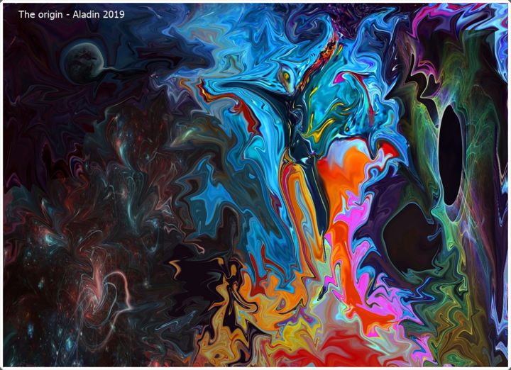 Painting titled "The origin" by Aladino Van-Dúnem, Original Artwork, Digital Painting