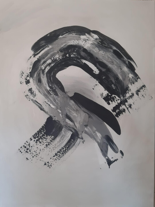 Peinture intitulée "Rubans Noirs" par Alain Added, Œuvre d'art originale, Acrylique