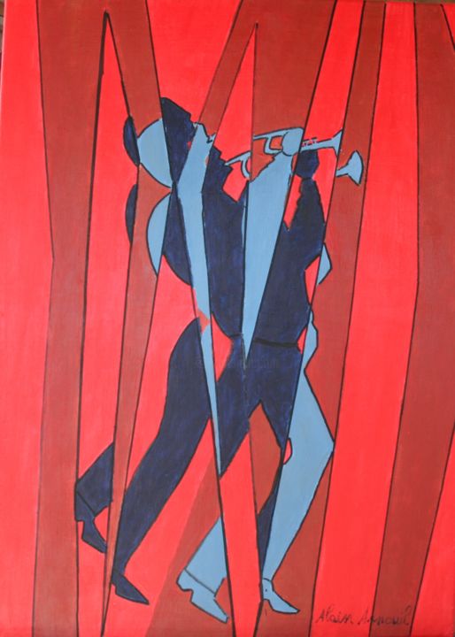 Painting titled "TROMPETTE DE CARNAV…" by Alain Arnouil, Original Artwork, Acrylic Mounted on Wood Stretcher frame