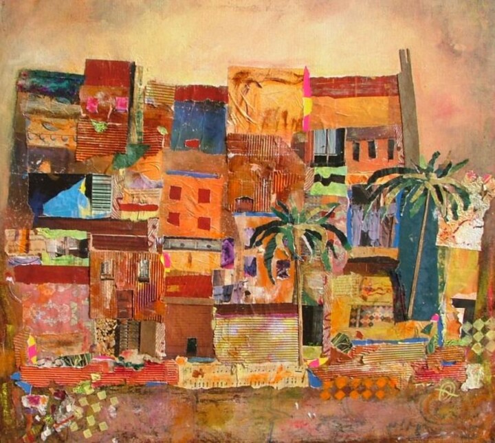 Painting titled "Village Sarde" by Alain Assémat, Original Artwork