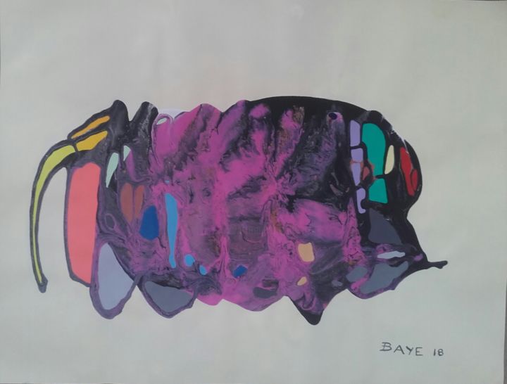 Painting titled "cosmic elephant" by Alain Baye, Original Artwork, Acrylic