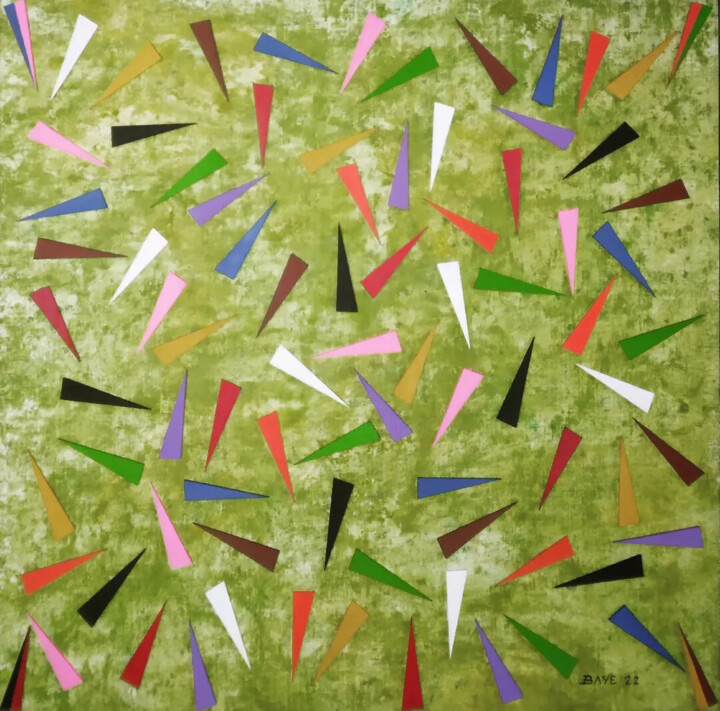 Painting titled "Patchwork triangula…" by Alain Baye, Original Artwork, Acrylic