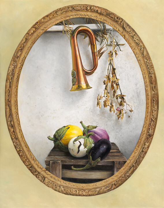 Painting titled "bazard-trompette-et…" by Alain Bazard, Original Artwork, Oil