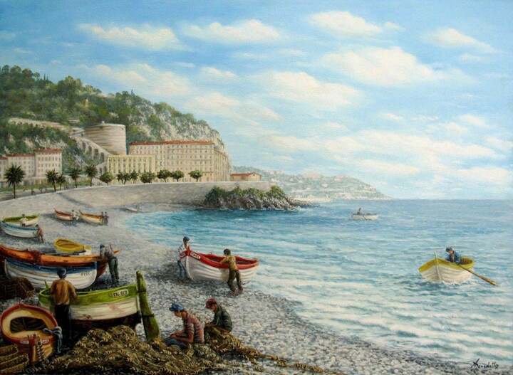 Painting titled "les ponchettes" by Alain Benedetto, Original Artwork, Oil