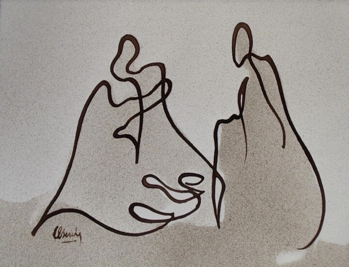 Zeichnungen mit dem Titel "Natif..." von Alain Berche, Original-Kunstwerk, Tinte