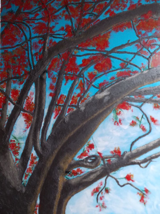 Peinture intitulée "thai flamboyant" par Alain Berthier, Œuvre d'art originale, Acrylique