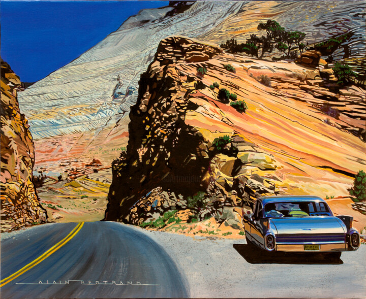 Картина под названием "Zion national park" - Alain Bertrand, Подлинное произведение искусства, Масло