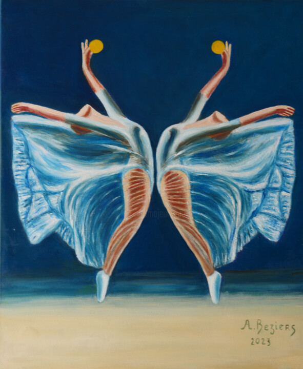 Painting titled "Danse" by Alain Beziers, Original Artwork, Oil