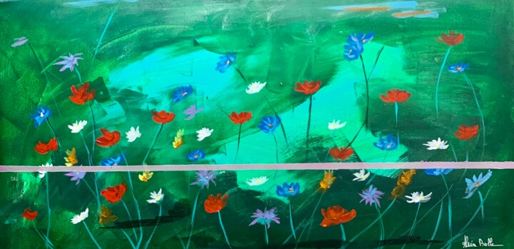 Painting titled "Fleurs interdites 3" by Alain Bulle, Original Artwork, Acrylic Mounted on Wood Stretcher frame