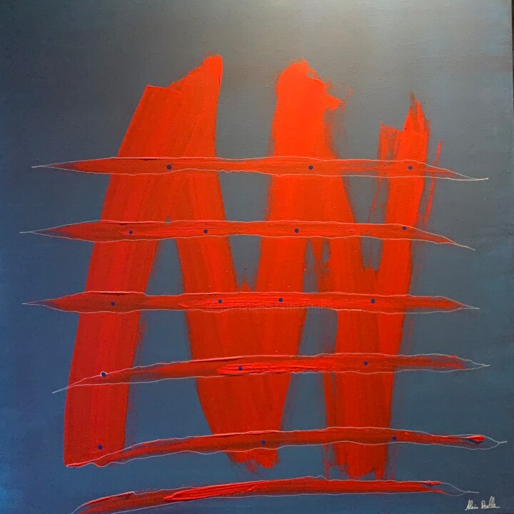 Painting titled "Simplification" by Alain Bulle, Original Artwork, Acrylic Mounted on Wood Stretcher frame