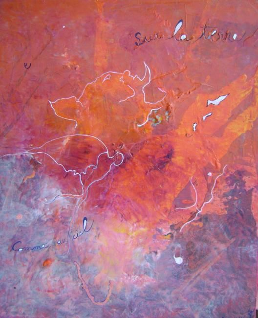 Painting titled "Sur la terre" by Alain Bulle, Original Artwork, Oil