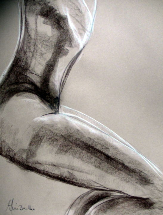 Drawing titled "Sans pied" by Alain Bulle, Original Artwork, Chalk