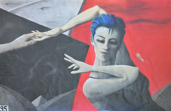 Painting titled "Femme qui danse" by Alain Chauvet, Original Artwork, Acrylic
