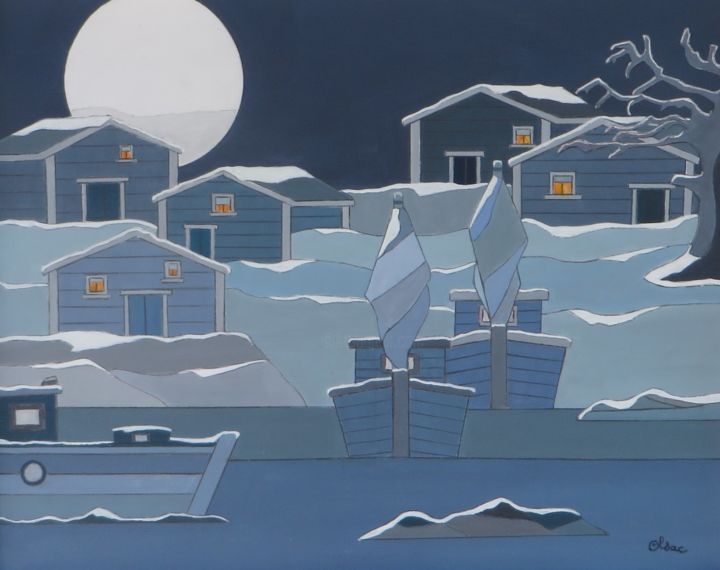 Painting titled "port au clair de lu…" by Alain Colas, Original Artwork