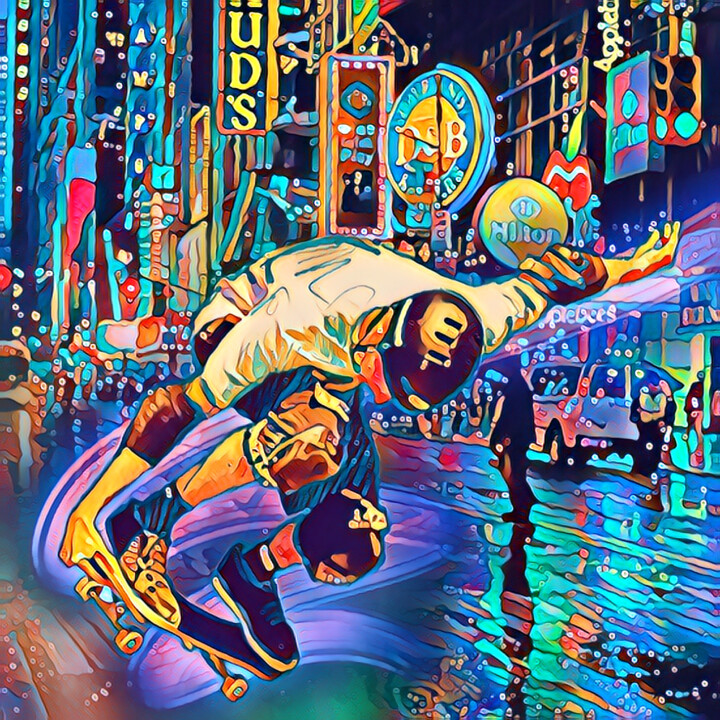 Digital Arts titled "Skateboard" by Alain Cuvelier, Original Artwork, Digital Painting