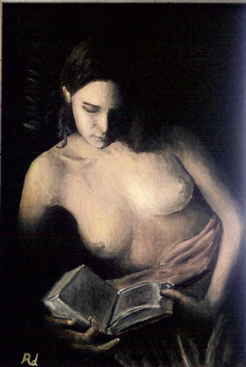 Peinture intitulée "la-liseuse-bmp.jpg" par Alain Dentin, Œuvre d'art originale