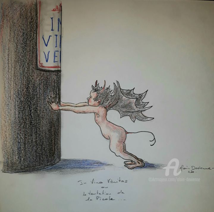 Tekening getiteld "LES MÉFAITS DE L'AL…" door Alain Devienne, Origineel Kunstwerk, Potlood