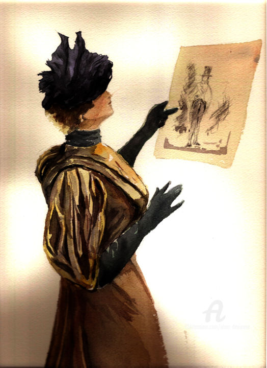 Painting titled "Art déco" by Alain Devienne, Original Artwork, Watercolor