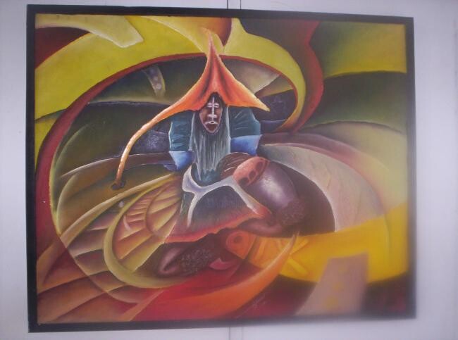 Pittura intitolato "Bantu's vibration" da Alain Djeumo, Opera d'arte originale