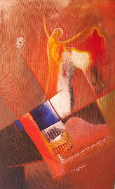 Peinture intitulée "ange sauveur" par Alain Djeumo, Œuvre d'art originale, Huile