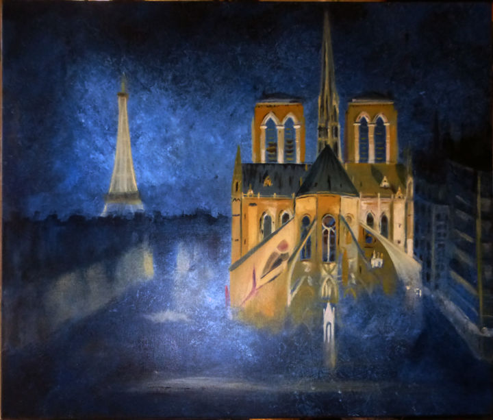 Pintura titulada "Paris" por Alain Elshocht, Obra de arte original, Oleo