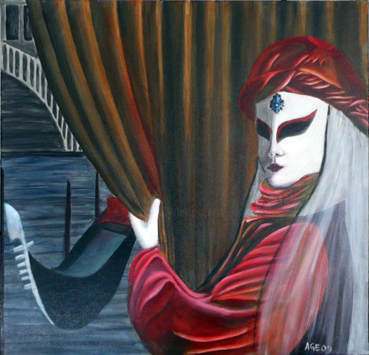 Schilderij getiteld "Venise Carnaval" door Alain Elshocht, Origineel Kunstwerk, Olie