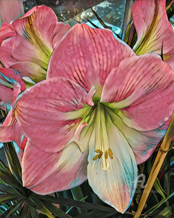 Digital Arts titled "Amaryllis" by Alain Erpelding, Original Artwork, Digital Painting