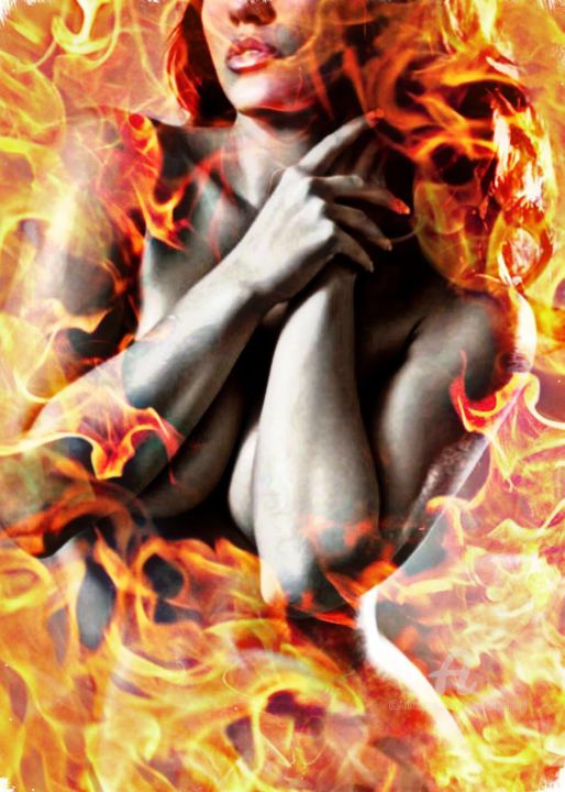 Digital Arts titled "Madame en feu" by Alain Erpelding, Original Artwork