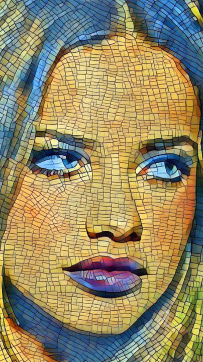 Digital Arts titled "Miss Mosaique" by Alain Erpelding, Original Artwork, Digital Painting
