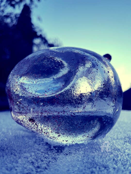 Photographie intitulée "Boule Noël glacée" par Alain Erpelding, Œuvre d'art originale, Photographie numérique