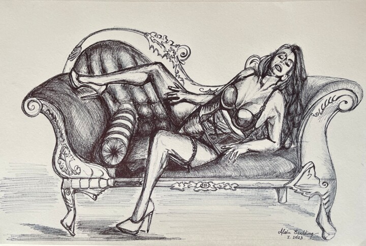 "Essai IX Femme posa…" başlıklı Resim Alain Erpelding tarafından, Orijinal sanat, Mürekkep
