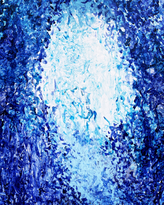 Malerei mit dem Titel "Le bleu tourmenté" von Alain Erpelding, Original-Kunstwerk, Acryl