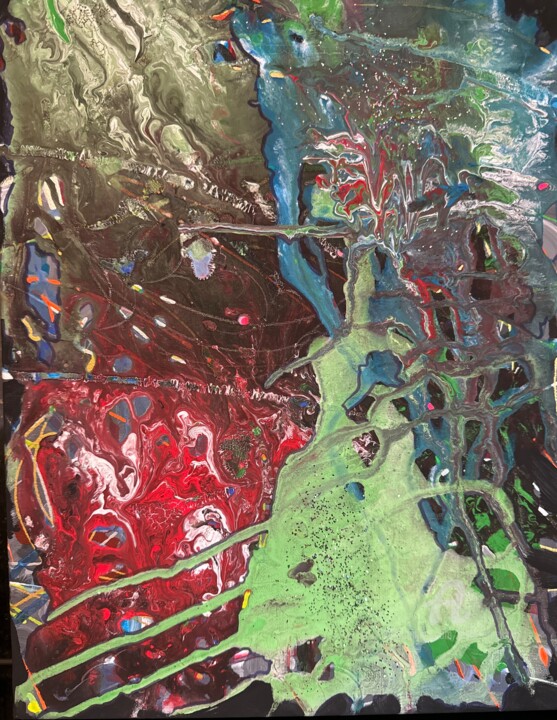 Pintura titulada "Abstrait sans titre" por Alain Erpelding, Obra de arte original, Acrílico Montado en Bastidor de camilla d…