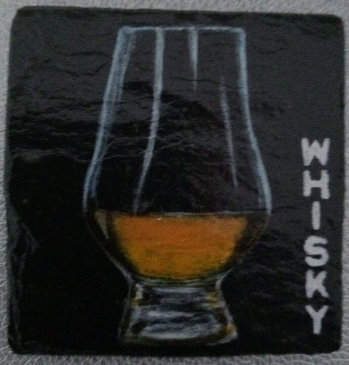 Peinture intitulée "Sous-verre Whisky" par Alain Favé, Œuvre d'art originale, Acrylique