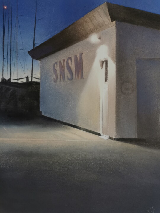 Painting titled "SNSM" by Alain Fortier, Original Artwork, Pastel