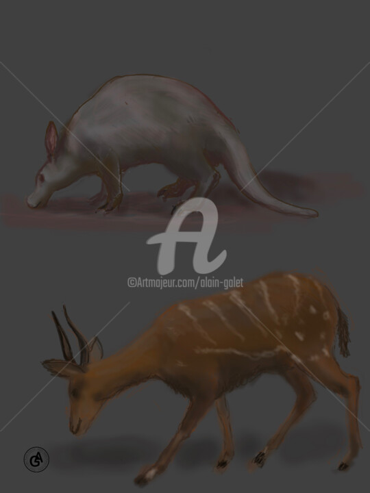 Digital Arts titled "Small animals" by Alain Galet, Original Artwork, Digital Painting