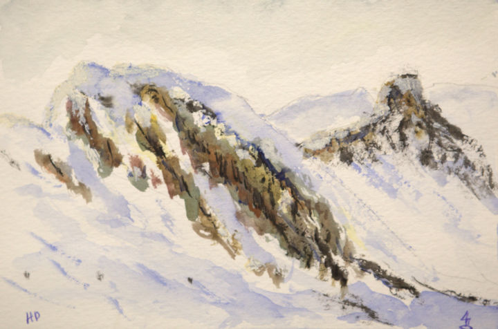 Painting titled "Bourg Saint Maurice" by Alain Husson-Dumoutier, Original Artwork, Watercolor