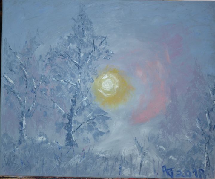 Peinture intitulée "matin d'hiver" par Alain Jaccottey, Œuvre d'art originale