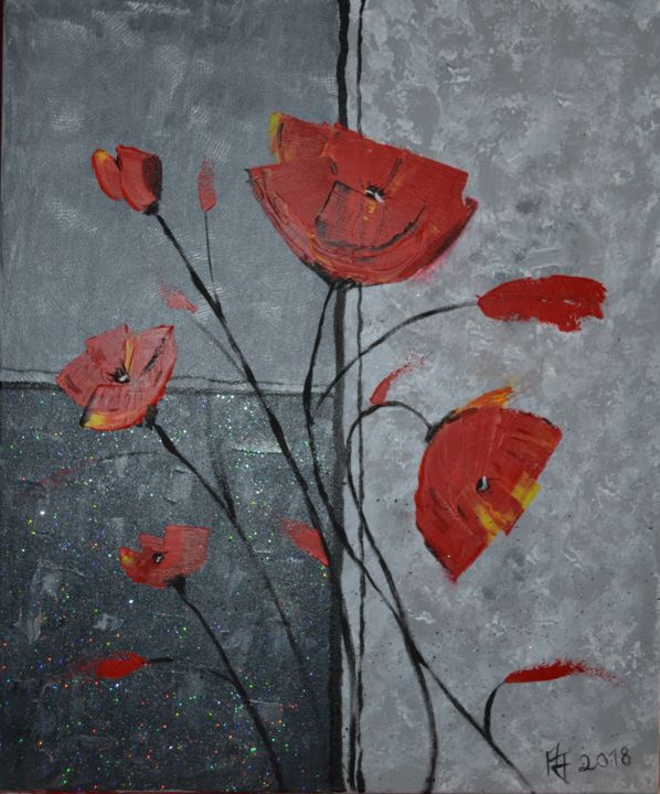 Pintura intitulada "tulipes n°1" por Alain Jaccottey, Obras de arte originais, Outro