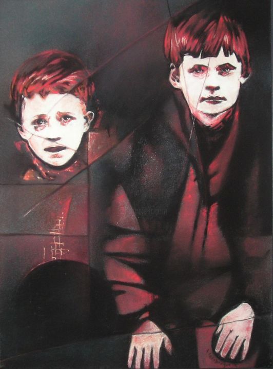 Peinture intitulée "deux-enfants-pastel…" par Alain Lafabregue, Œuvre d'art originale