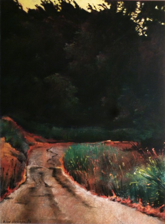 Peinture intitulée "la-route-02.jpg" par Alain Lafabregue, Œuvre d'art originale, Pastel