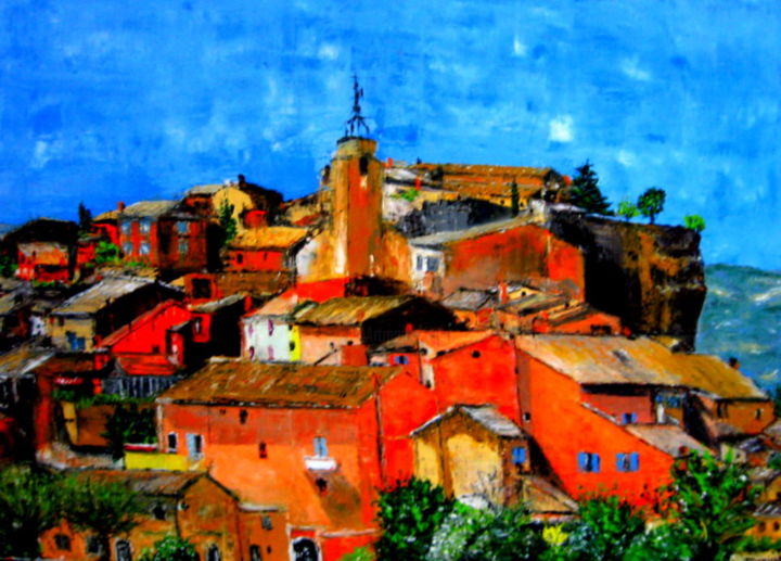 Painting titled "Roussillon en prove…" by Marius, Original Artwork